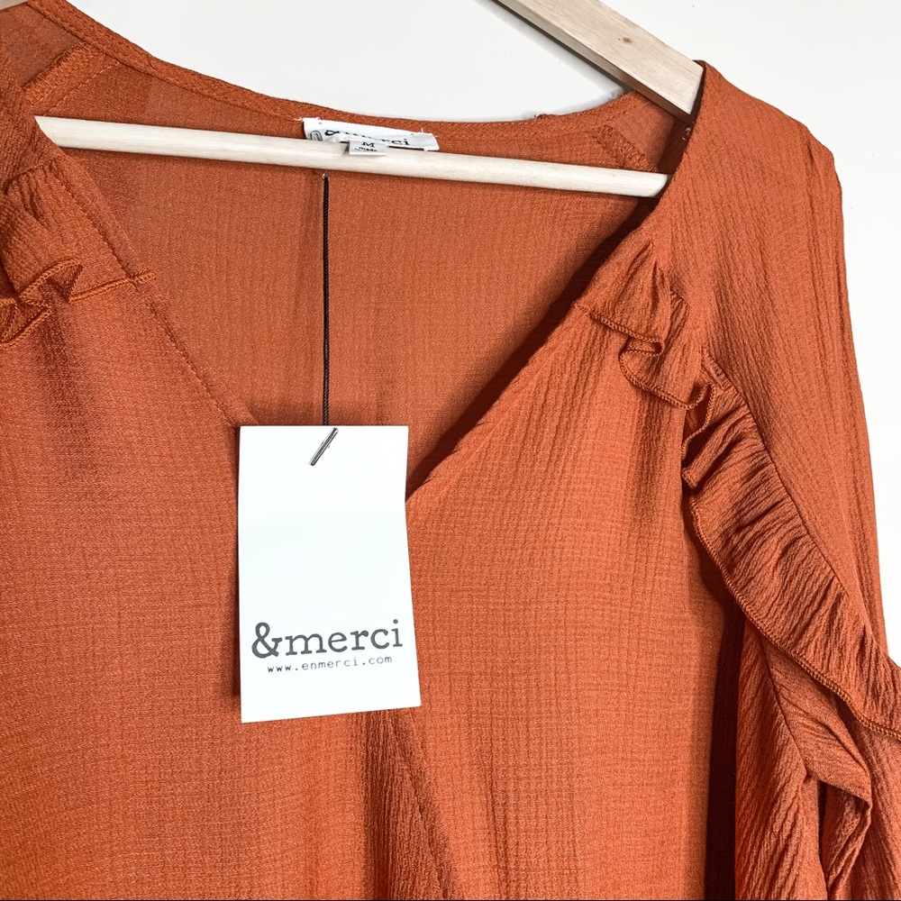 NWT &MERCI RUST RUFFLE ROMPER - Picture 3 of 11